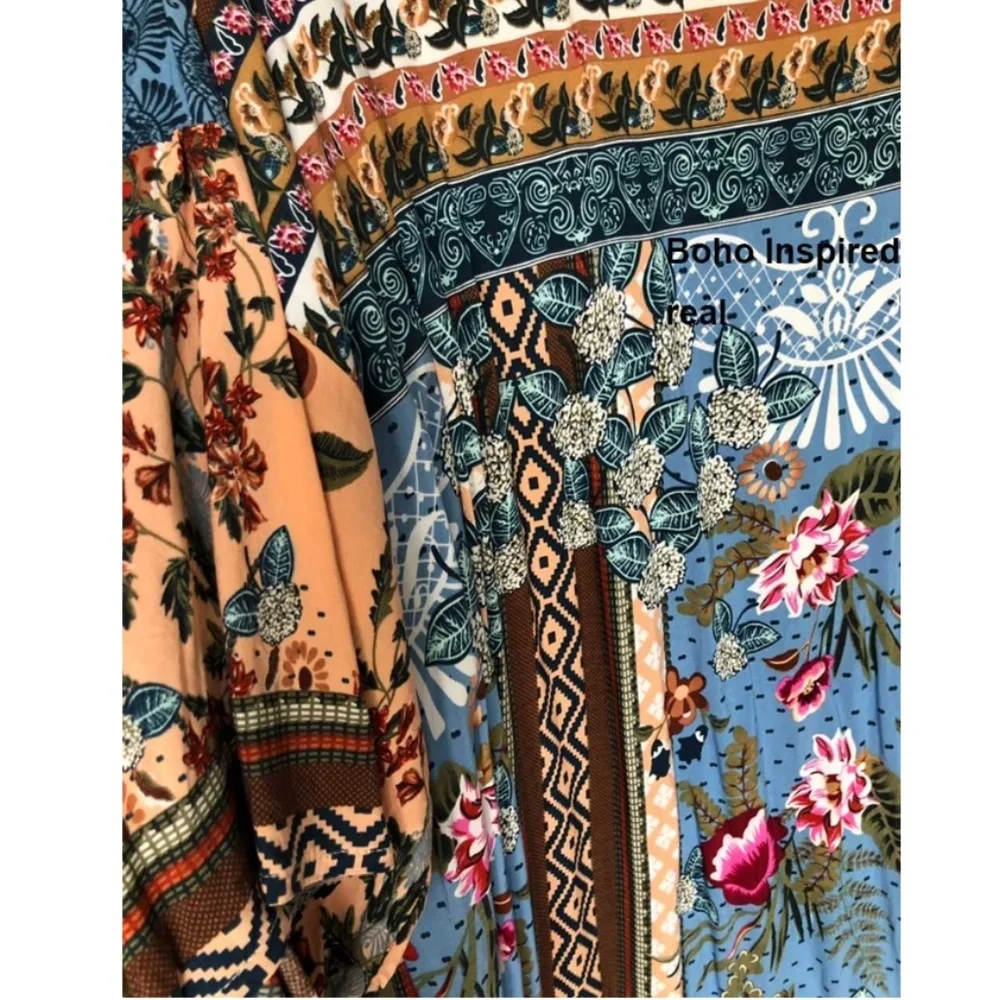 boho gypsy belted floral Long Kimono Cardigan - Picture 3 of 7
